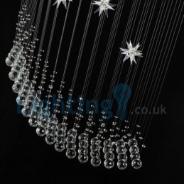 Lámpara de araña contemporánea moderna con montaje empotrado, lámpara colgante con forma de gota de lluvia de cristal