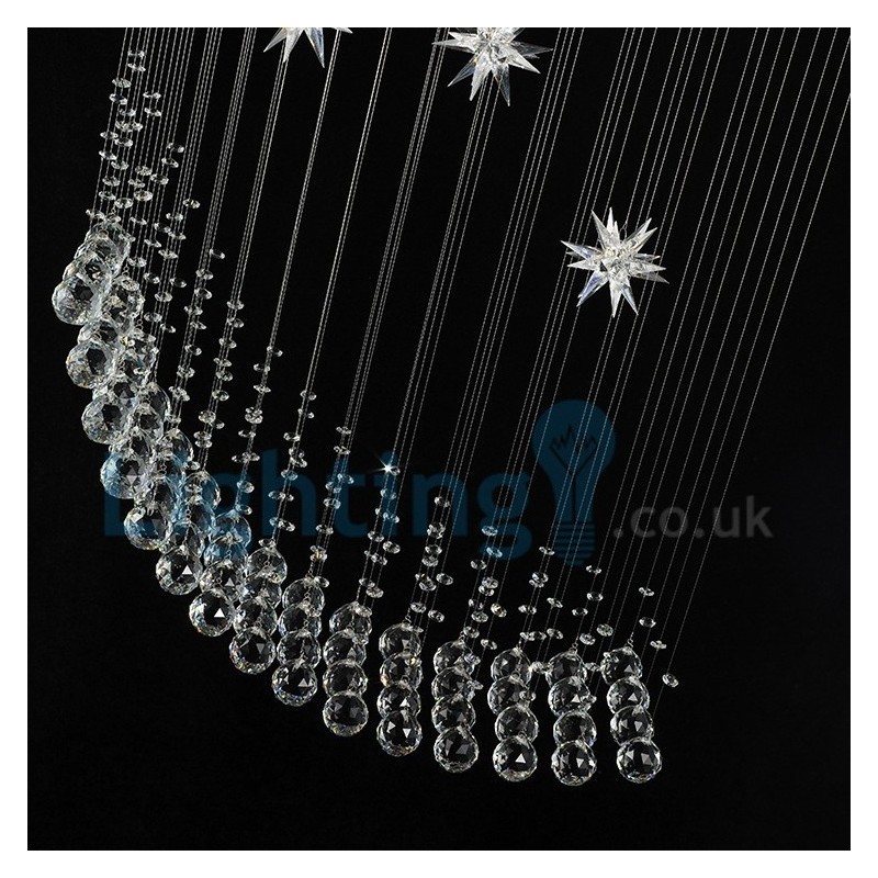 Lámpara de araña contemporánea moderna con montaje empotrado, lámpara colgante con forma de gota de lluvia de cristal