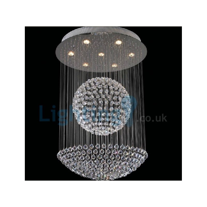 Lámpara de araña contemporánea moderna con montaje empotrado, lámpara colgante con forma de gota de lluvia de cristal