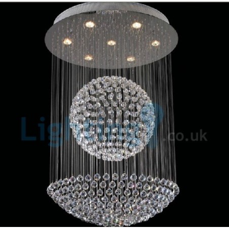 Lámpara de araña contemporánea moderna con montaje empotrado, lámpara colgante con forma de gota de lluvia de cristal Lámpara de araña contemporánea moderna con montaje empotrado, lámpara colgante con forma de gota de lluvia de cristal