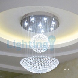 Lámpara de araña contemporánea moderna con montaje empotrado, lámpara colgante con forma de gota de lluvia de cristal