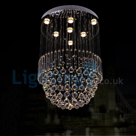 Lámpara de araña contemporánea moderna con montaje empotrado, lámpara colgante con forma de gota de lluvia de cristal Lámpara de araña contemporánea moderna con montaje empotrado, lámpara colgante con forma de gota de lluvia de cristal