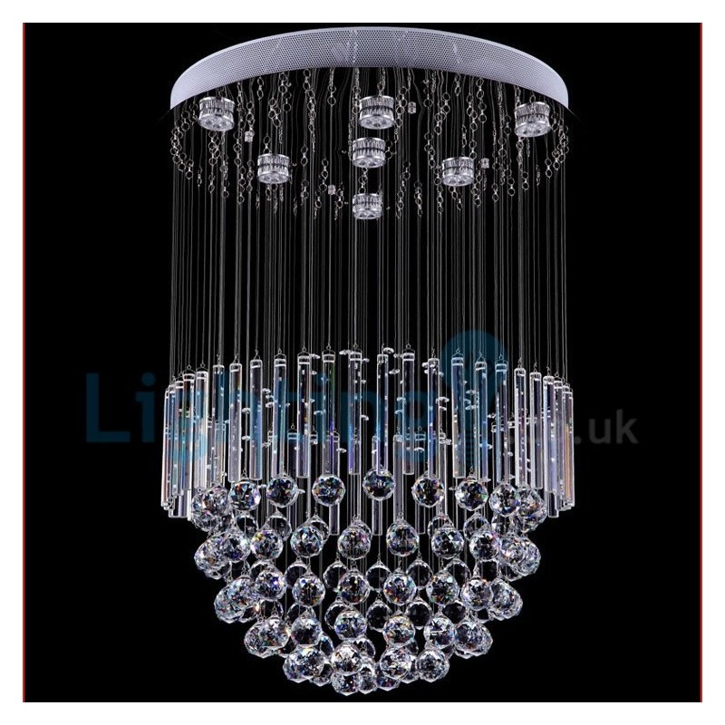 Lámpara de araña contemporánea moderna con montaje empotrado, lámpara colgante con forma de gota de lluvia de cristal