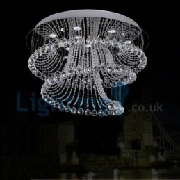 Lámpara de araña contemporánea moderna con montaje empotrado, lámpara colgante con forma de gota de lluvia de cristal