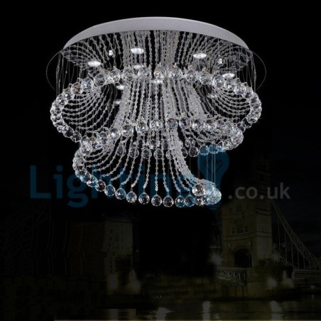 Lámpara de araña contemporánea moderna con montaje empotrado, lámpara colgante con forma de gota de lluvia de cristal Lámpara de araña contemporánea moderna con montaje empotrado, lámpara colgante con forma de gota de lluvia de cristal