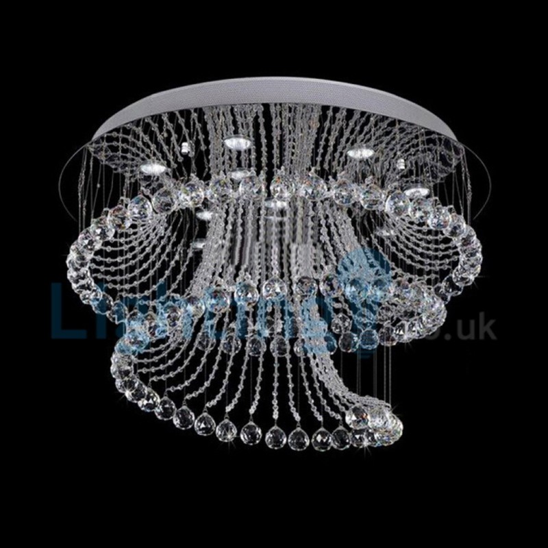 Lámpara de araña contemporánea moderna con montaje empotrado, lámpara colgante con forma de gota de lluvia de cristal