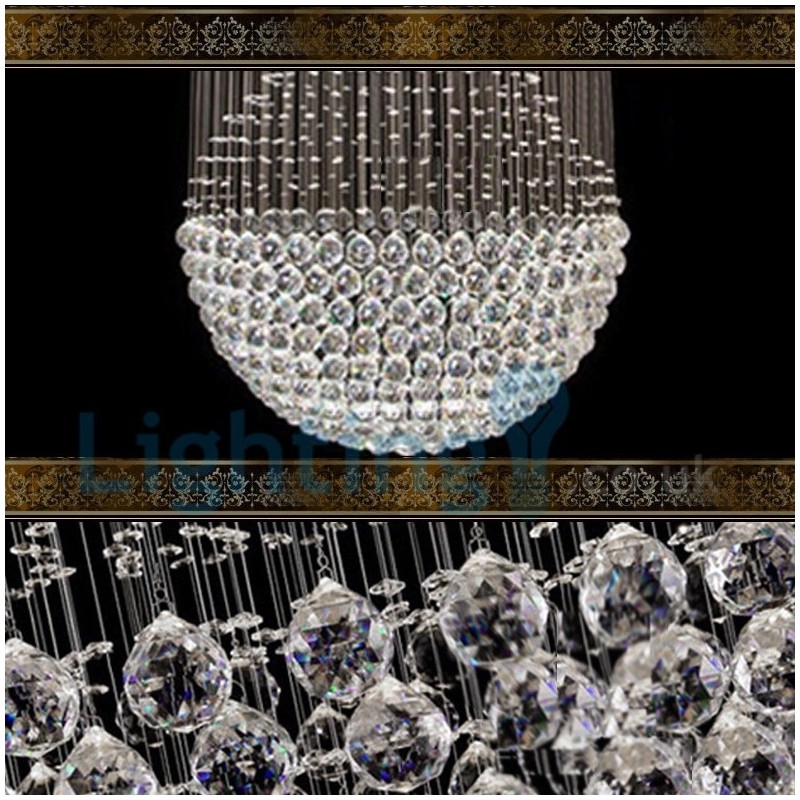 Lámpara de araña contemporánea moderna con montaje empotrado, lámpara colgante con forma de gota de lluvia de cristal