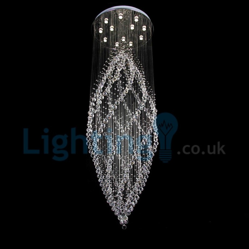 Lámpara de araña contemporánea moderna con montaje empotrado, lámpara colgante con forma de gota de lluvia de cristal