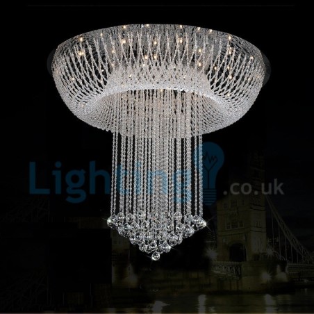 Lámpara de araña contemporánea moderna con montaje empotrado, lámpara colgante con forma de gota de lluvia de cristal Lámpara de araña contemporánea moderna con montaje empotrado, lámpara colgante con forma de gota de lluvia de cristal