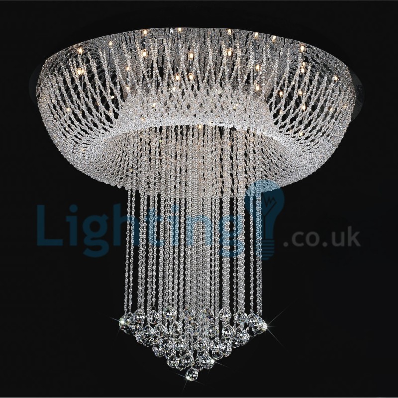 Lámpara de araña contemporánea moderna con montaje empotrado, lámpara colgante con forma de gota de lluvia de cristal
