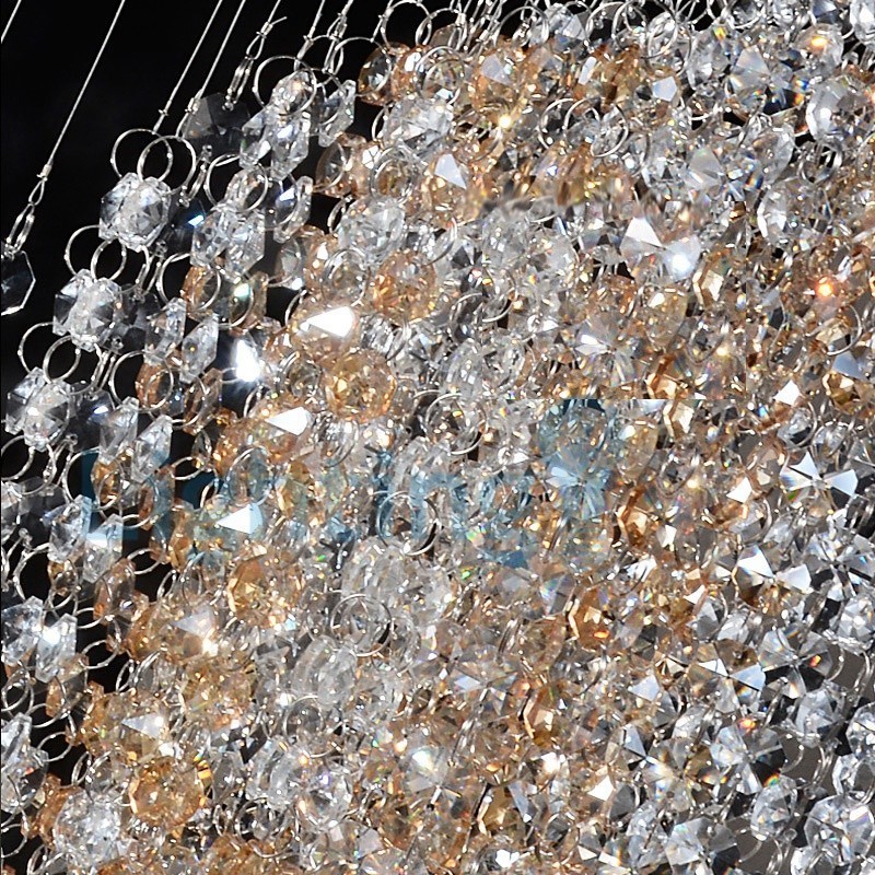 Lámpara de araña contemporánea moderna con montaje empotrado, lámpara colgante con forma de gota de lluvia de cristal