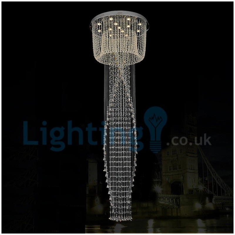 Lámpara de araña contemporánea moderna con montaje empotrado, lámpara colgante con forma de gota de lluvia de cristal