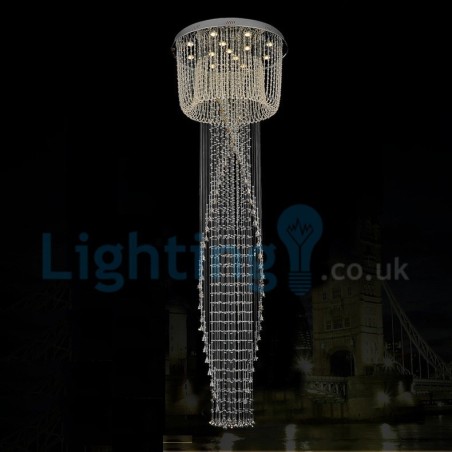 Lámpara de araña contemporánea moderna con montaje empotrado, lámpara colgante con forma de gota de lluvia de cristal