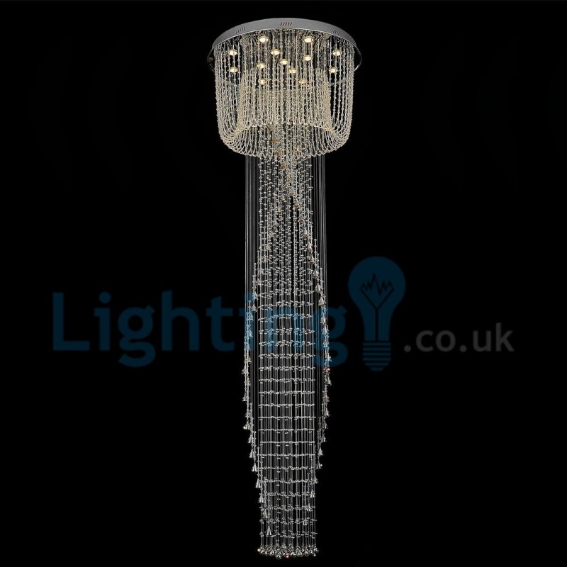 Lámpara de araña contemporánea moderna con montaje empotrado, lámpara colgante con forma de gota de lluvia de cristal