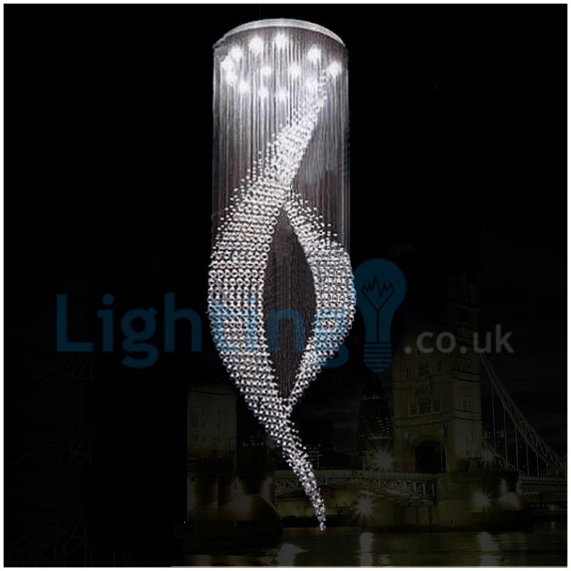 Lámpara de araña contemporánea moderna con montaje empotrado, lámpara colgante con forma de gota de lluvia de cristal