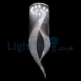 Lámpara de araña contemporánea moderna con montaje empotrado, lámpara colgante con forma de gota de lluvia de cristal
