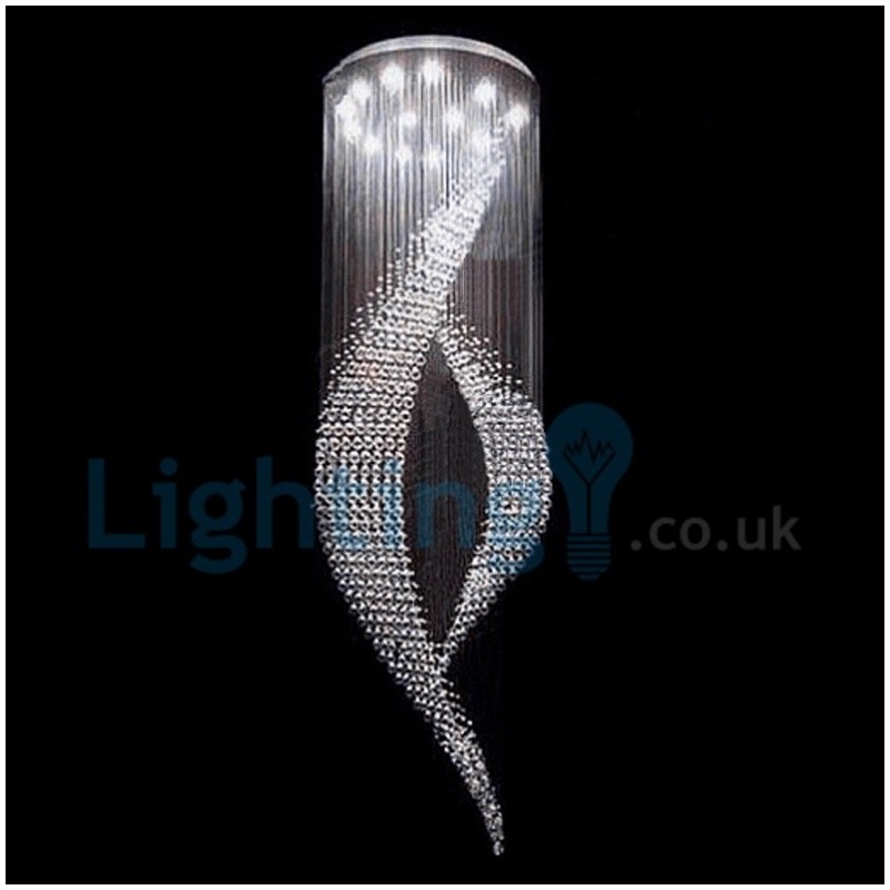 Lámpara de araña contemporánea moderna con montaje empotrado, lámpara colgante con forma de gota de lluvia de cristal
