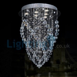 Lámpara de araña contemporánea moderna con montaje empotrado, lámpara colgante con forma de gota de lluvia de cristal