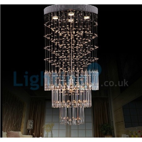 Lámpara de araña contemporánea moderna con montaje empotrado, lámpara colgante con forma de gota de lluvia de cristal Lámpara de araña contemporánea moderna con montaje empotrado, lámpara colgante con forma de gota de lluvia de cristal