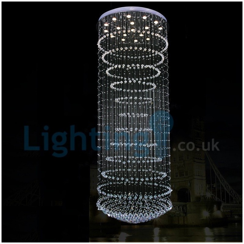 Lámpara de araña contemporánea moderna con montaje empotrado, lámpara colgante con forma de gota de lluvia de cristal