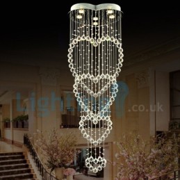 Lámpara de araña contemporánea moderna con montaje empotrado, lámpara colgante con forma de gota de lluvia de cristal
