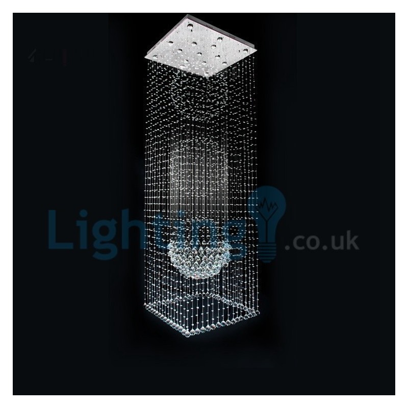 Lámpara de araña contemporánea moderna con montaje empotrado, lámpara colgante con forma de gota de lluvia de cristal