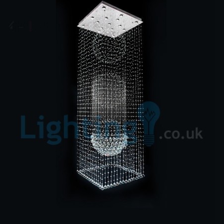 Lámpara de araña contemporánea moderna con montaje empotrado, lámpara colgante con forma de gota de lluvia de cristal Lámpara de araña contemporánea moderna con montaje empotrado, lámpara colgante con forma de gota de lluvia de cristal