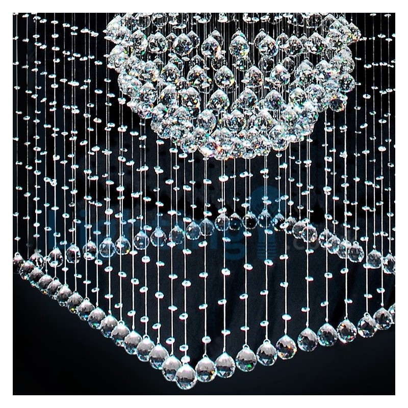 Lámpara de araña contemporánea moderna con montaje empotrado, lámpara colgante con forma de gota de lluvia de cristal
