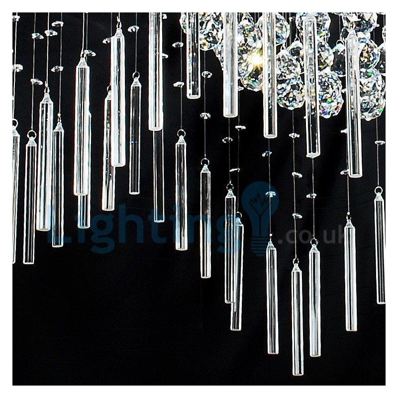 Lámpara de araña contemporánea moderna con montaje empotrado, lámpara colgante con forma de gota de lluvia de cristal