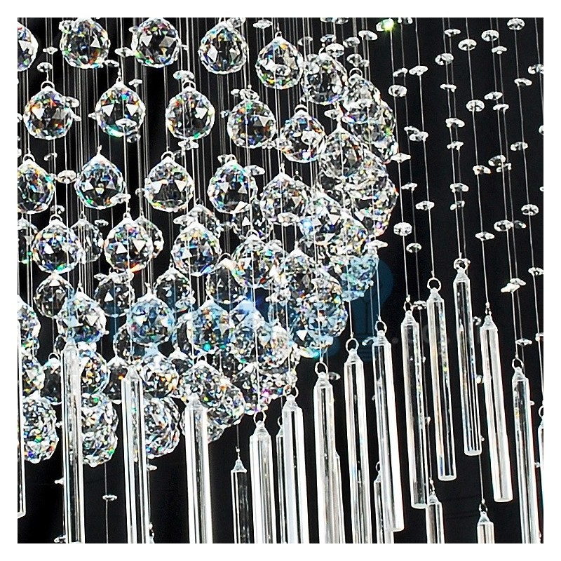 Lámpara de araña contemporánea moderna con montaje empotrado, lámpara colgante con forma de gota de lluvia de cristal