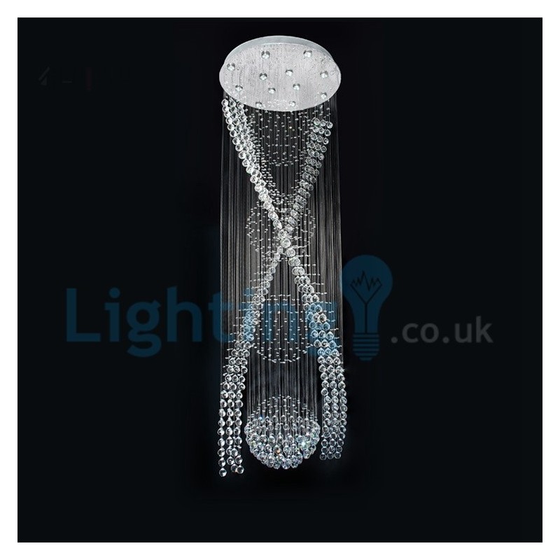 Lámpara de araña contemporánea moderna con montaje empotrado, lámpara colgante con forma de gota de lluvia de cristal