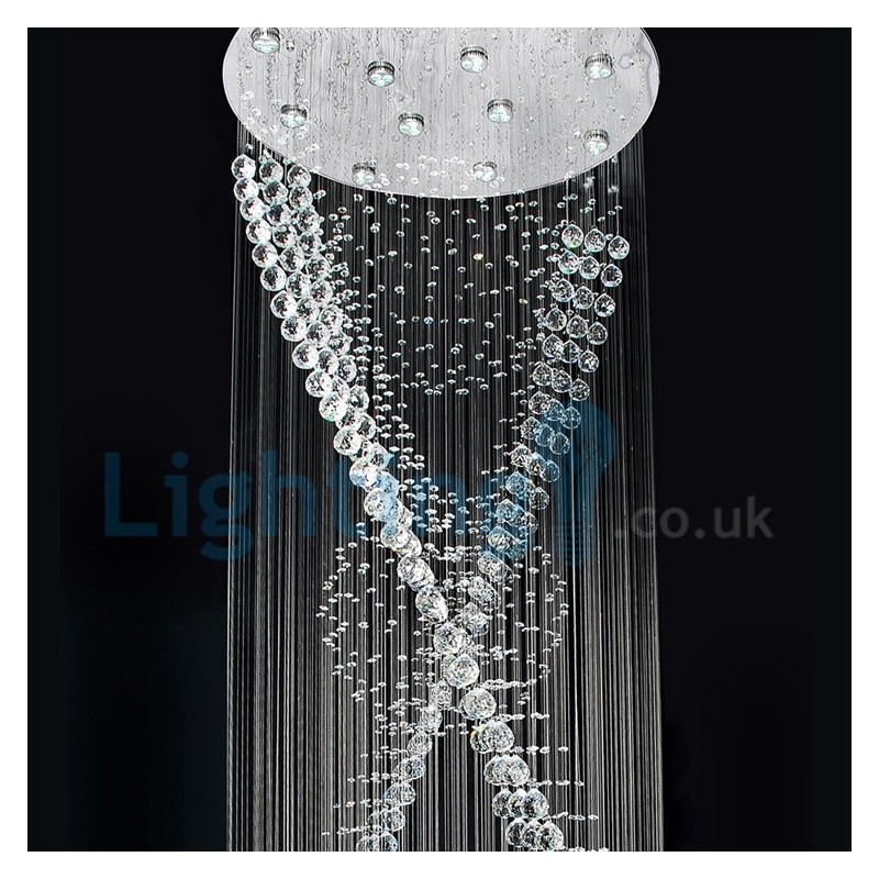 Lámpara de araña contemporánea moderna con montaje empotrado, lámpara colgante con forma de gota de lluvia de cristal