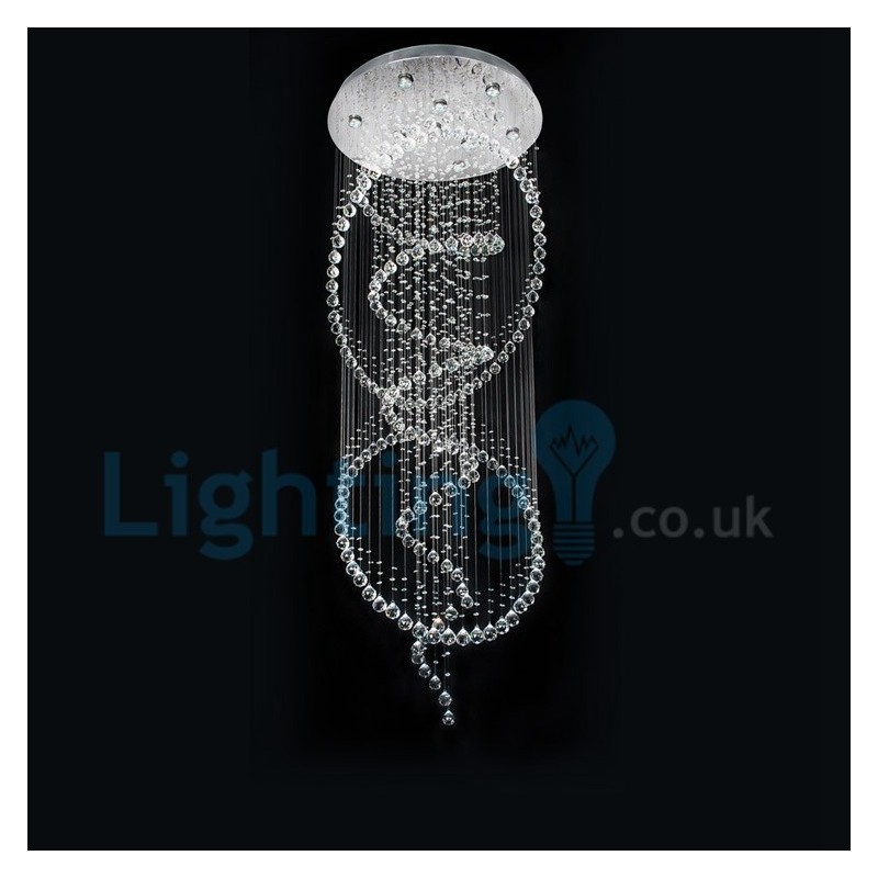 Lámpara de araña contemporánea moderna con montaje empotrado, lámpara colgante con forma de gota de lluvia de cristal