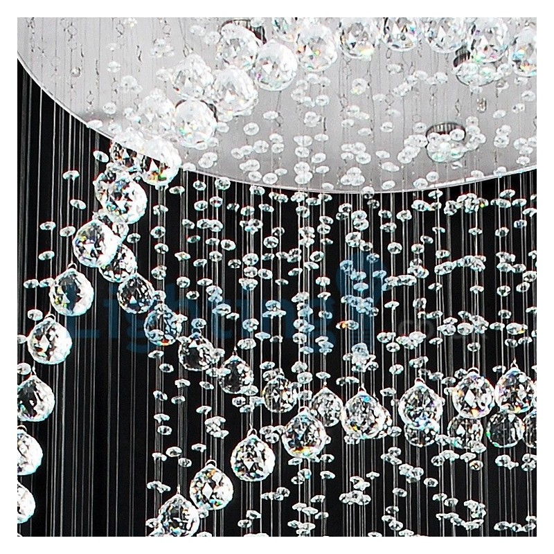 Lámpara de araña contemporánea moderna con montaje empotrado, lámpara colgante con forma de gota de lluvia de cristal
