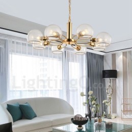 Lámpara de araña nórdica posmoderna creativa de 8 luces con forma de frijol mágico de cristal