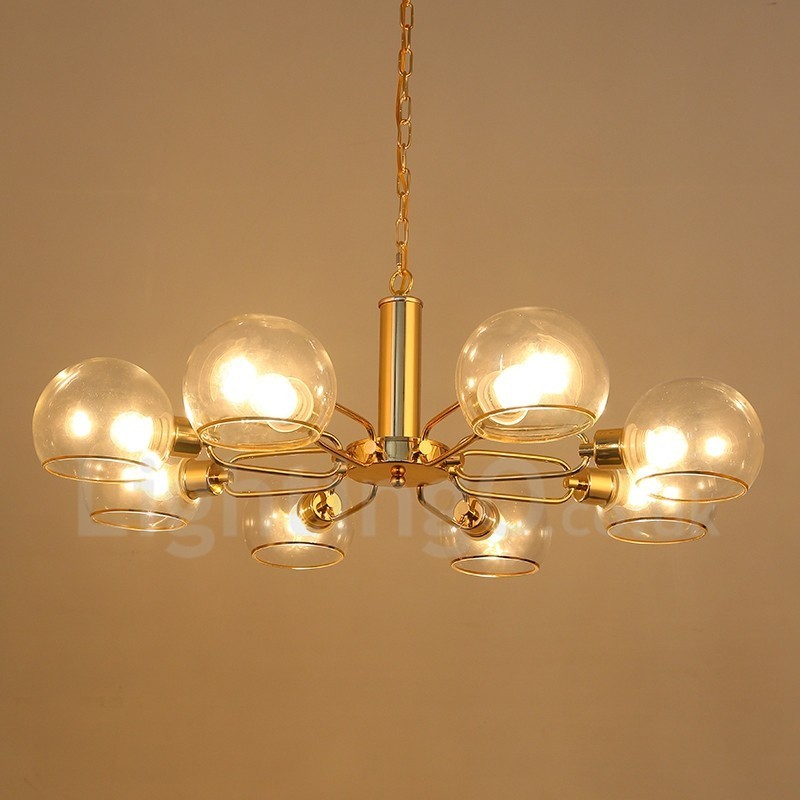 Lámpara de araña nórdica posmoderna creativa de 8 luces con forma de frijol mágico de cristal