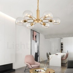 Lámpara de araña nórdica posmoderna de 6 luces con diseño de frijol mágico de cristal