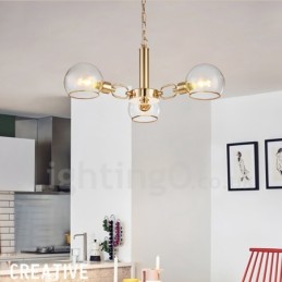Lámpara de araña nórdica posmoderna de 3 luces con diseño de frijol mágico de cristal
