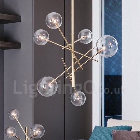Lámpara nórdica de 6 luces, lámpara de araña sencilla, creativa, retro, de hierro, con bola de cristal y frijol mágico. Lámpara nórdica de 6 luces, lámpara de araña sencilla, creativa, retro, de hierro, con bola de cristal y frijol mágico.