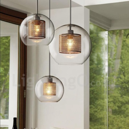 Lámpara colgante de una sola cabeza con bola de cristal para cafetería, estilo nórdico minimalista moderno Lámpara colgante de una sola cabeza con bola de cristal para cafetería, estilo nórdico minimalista moderno