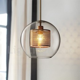 Lámpara colgante de una sola cabeza con bola de cristal para cafetería, estilo nórdico minimalista moderno