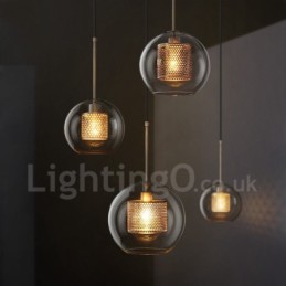Lámpara colgante de una sola cabeza con bola de cristal para cafetería, estilo nórdico minimalista moderno