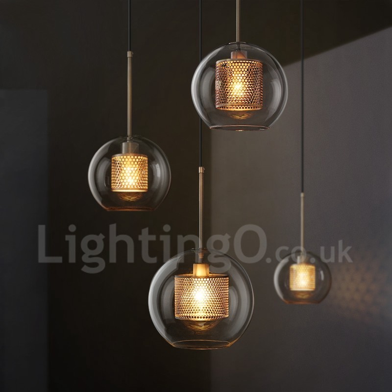 Lámpara colgante de una sola cabeza con bola de cristal para cafetería, estilo nórdico minimalista moderno