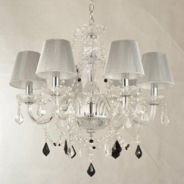 Lámpara de araña de cristal de lujo moderna de 1 nivel con 6 luces