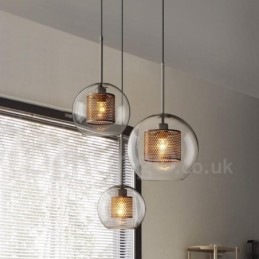 Lámpara colgante de una sola cabeza con bola de cristal para cafetería, estilo nórdico minimalista moderno
