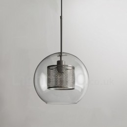 Lámpara colgante de una sola cabeza con bola de cristal para cafetería, estilo nórdico minimalista moderno