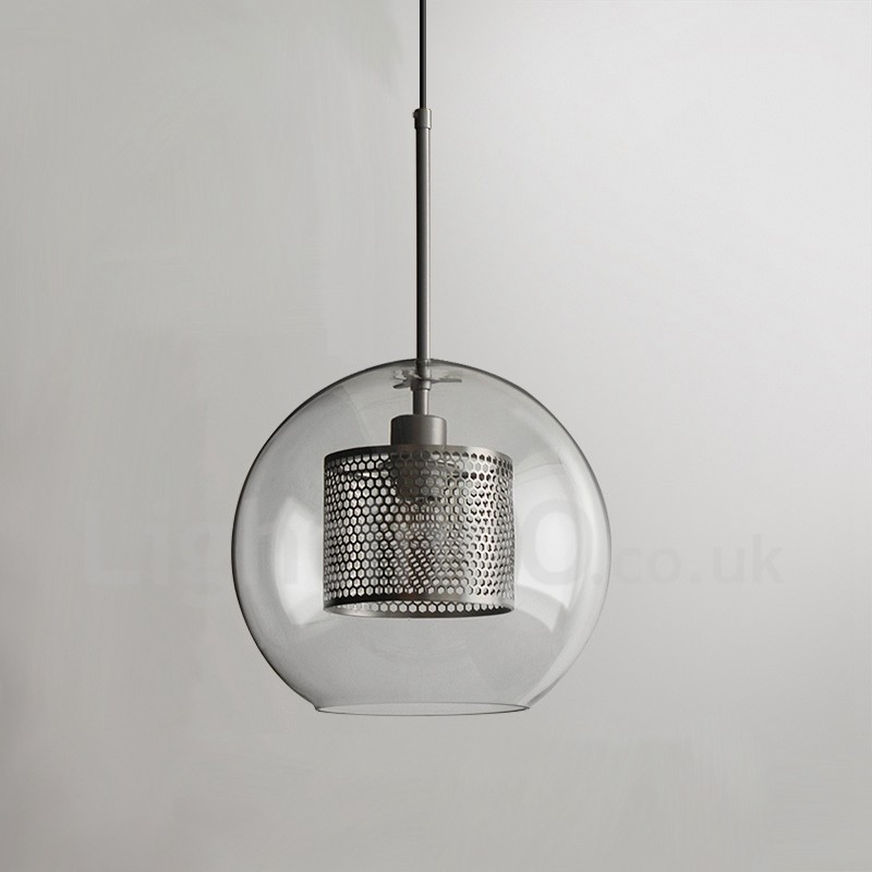 Lámpara colgante de una sola cabeza con bola de cristal para cafetería, estilo nórdico minimalista moderno