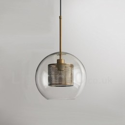 Lámpara colgante de una sola cabeza con bola de cristal para cafetería, estilo nórdico minimalista moderno