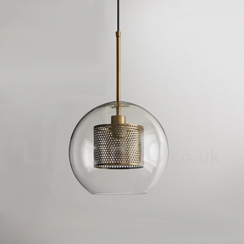 Lámpara colgante de una sola cabeza con bola de cristal para cafetería, estilo nórdico minimalista moderno