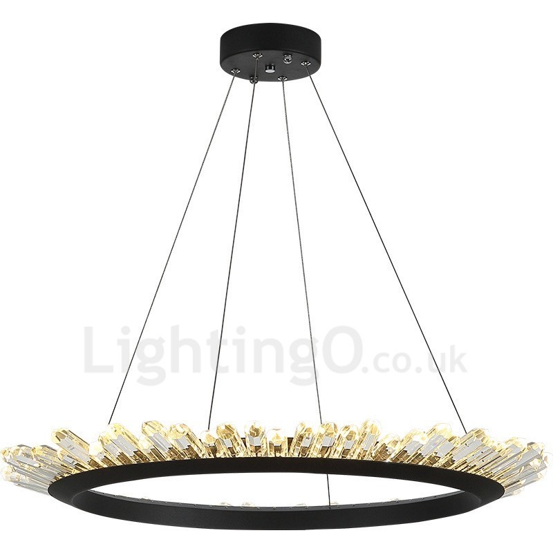Lámpara colgante de cristal moderna con forma de anillo
